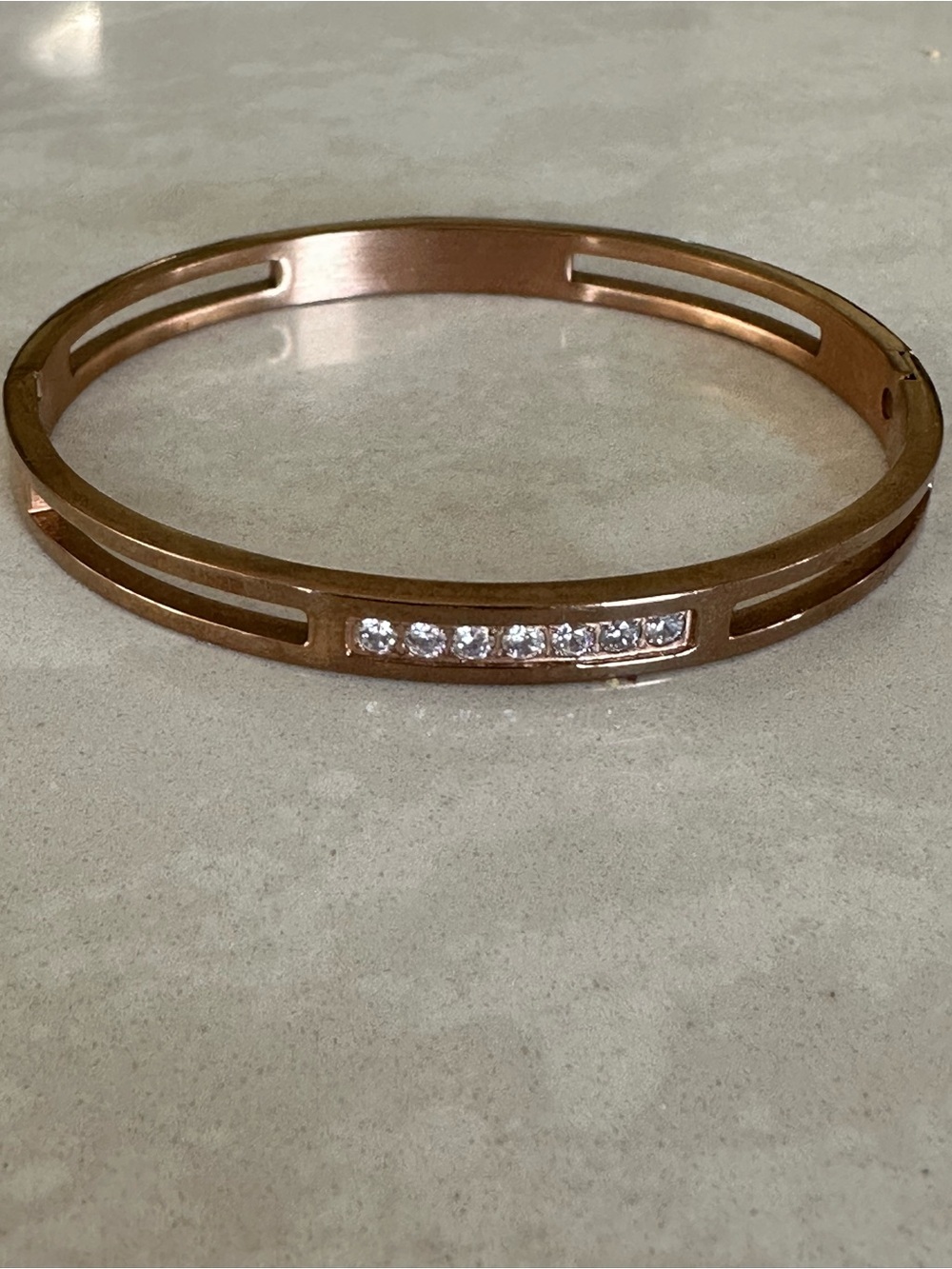 Rose Gold Crystal Accent Women's Bangle Bracelet